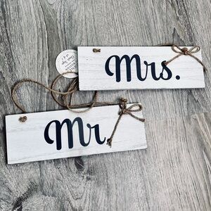 Mr. And Mrs. Rustic Gray White Wood Venue Decor Wedding Reception Bride Groom